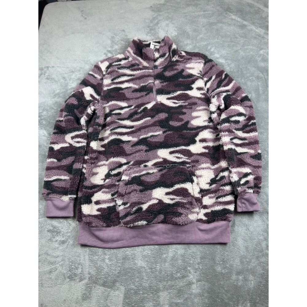 Derek Heart Women’s L Purple Camo Sherpa Fleece Quarter Zip Pullover NWT